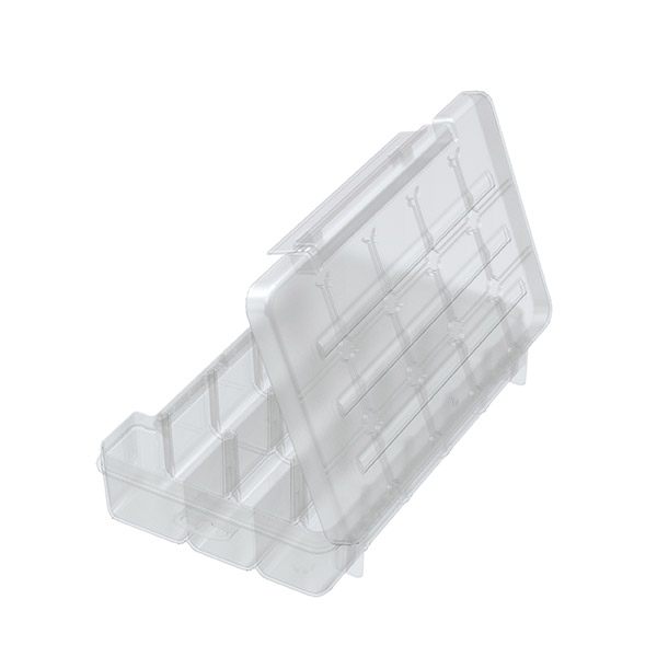 Akro-Mils 3 to 18 Compartment Clear Small Parts Storage Case 9-1/2 Wide x  14-3/8 High x 2-1/2 Deep, Clarified Polypropylene Frame, 2-7/8 Bin Width  x 2-3/8 to 14 Bin Height x 2