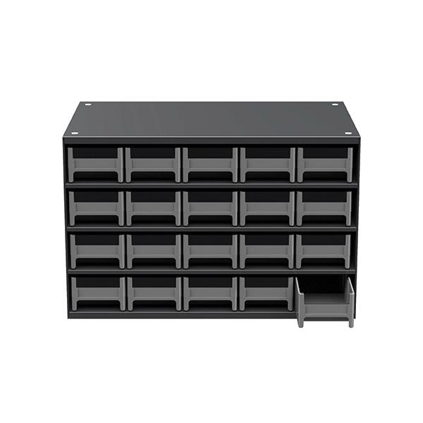 Akro-Mils Plastic 26-Drawer Stackable Cabinet, 20 x 6 3/8 x 10 11/32,  Black/Gray