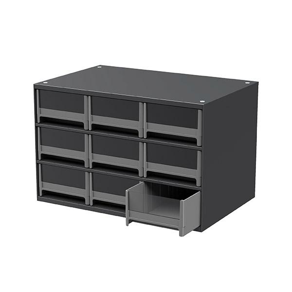 Akro-Mils Steel Small Parts Storage Cabinet 19909 - 17W x 11D x 11H w/ 9  Gray Drawers