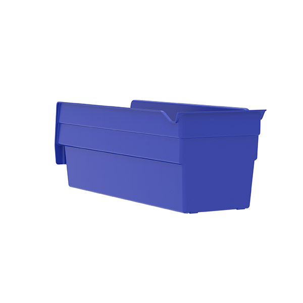 Plastic Shelf Bins - 4 x 12 x 4, Blue