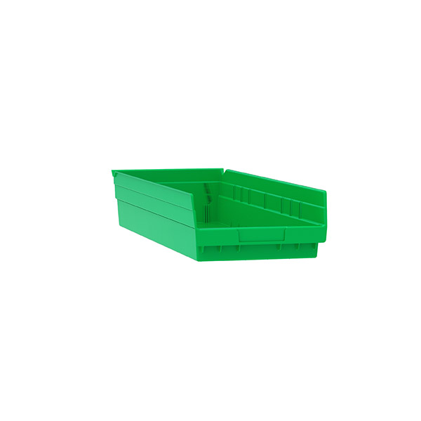 Plastic Shelf Bins - 4 x 12 x 4, Green