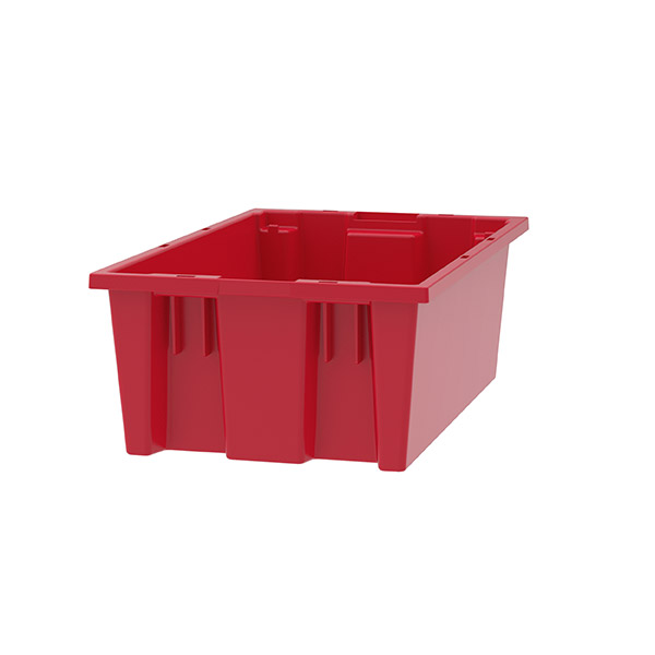 Heavy-Duty Stack and Nest Containers - 24 x 15 x 8, Red S-19473R