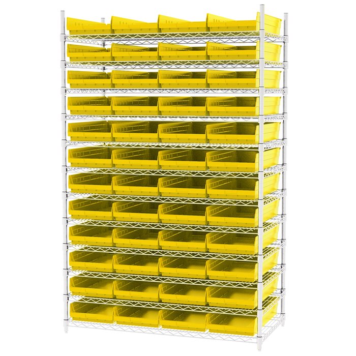 Wire Shelving, 12 Shelves w/ 48 Shelf Bins AWS244830174