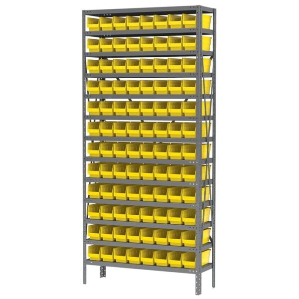 Steel Shelving 13 shelves w 96 Shelf Bins - AS1279120