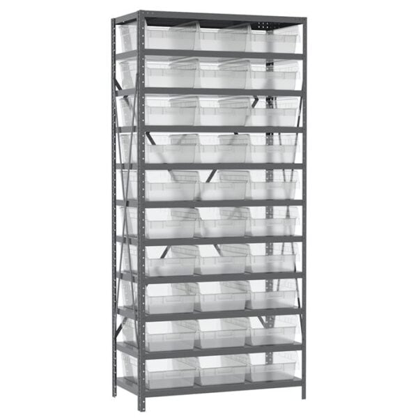 Steel Shelving 11 shelves w 32 ShelfMax Bins - AS1879018