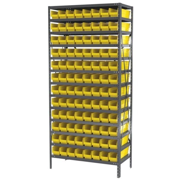 Steel Shelving 13 shelves w 96 Shelf Bins - AS1879128