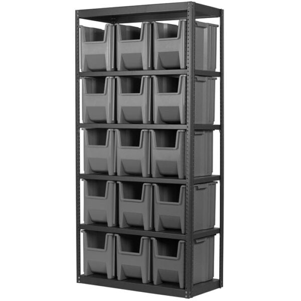 Steel Shelving 6 shelves w 16 Stak-N-Store Bins - AS187913014