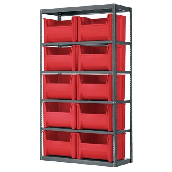 Steel Shelving 6 shelves w 12 Stak-N-Store Bins - AS187913017