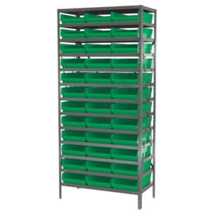 Steel Shelving 13 shelves w 36 Shelf Bins - AS1879178