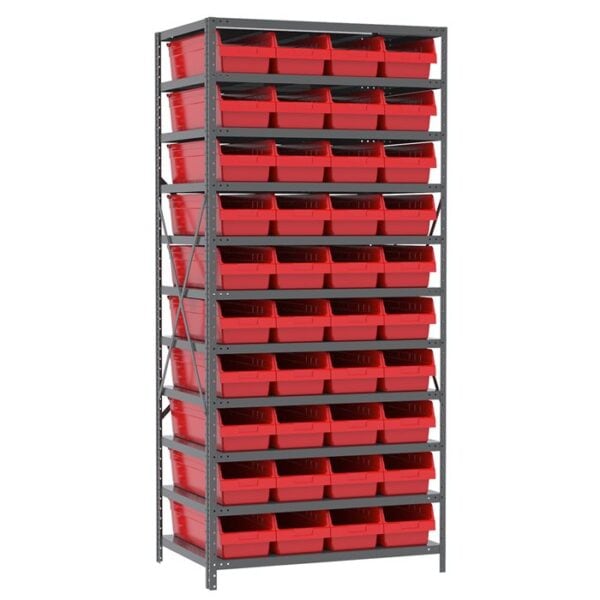 Steel Shelving 11 shelves w 42 ShelfMax Bins - AS2479084