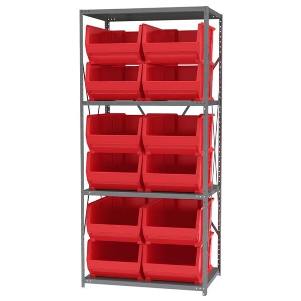 Steel Shelving 4 shelves w 12 Super-Size AkroBins - AS2479288