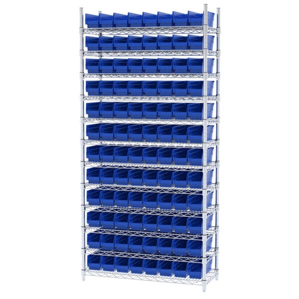 Wire Shelving, 12 Shelves w/ 96 Shelf Bins - AWS143630120 - Image 2