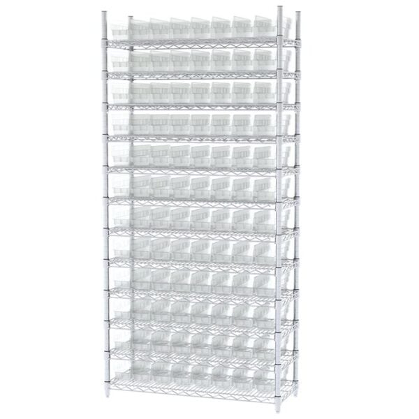 Wire Shelving, 12 Shelves w/ 96 Shelf Bins - AWS143630120