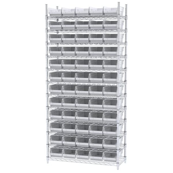 Wire Shelving, 12 Shelves w/ 60 Shelf Bins - AWS143630130