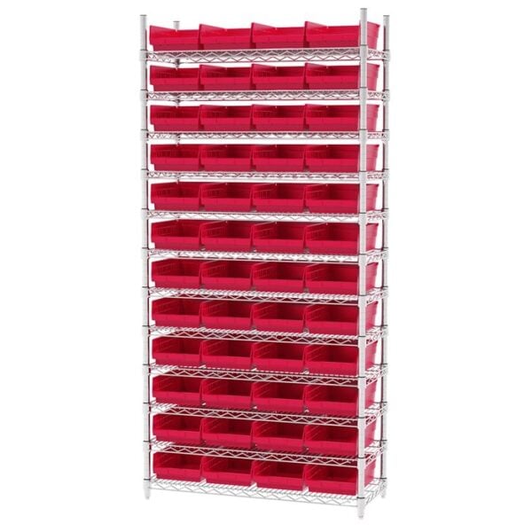 Wire Shelving, 12 Shelves w/ 48 Shelf Bins - AWS143630150