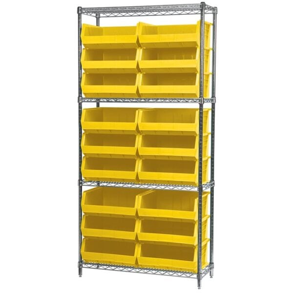 Wire Shelving, 4 Shelves w/ 18 AkroBins - AWS143630250