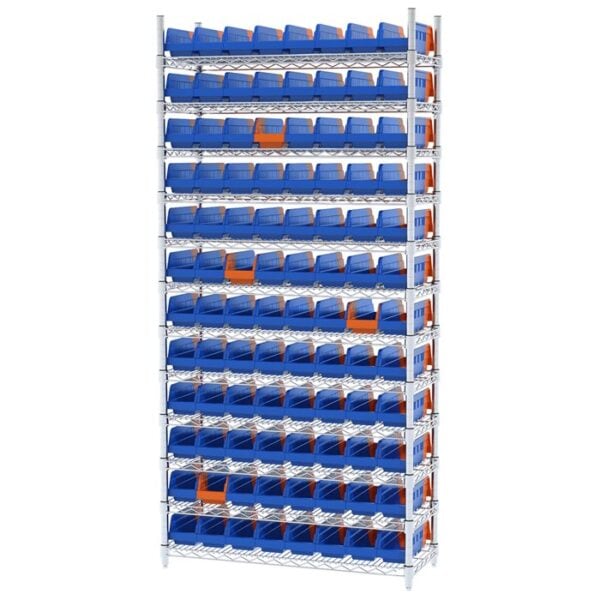 Wire Shelving, 12 Shelves w/ 96 Indicator Bins - AWS143636442