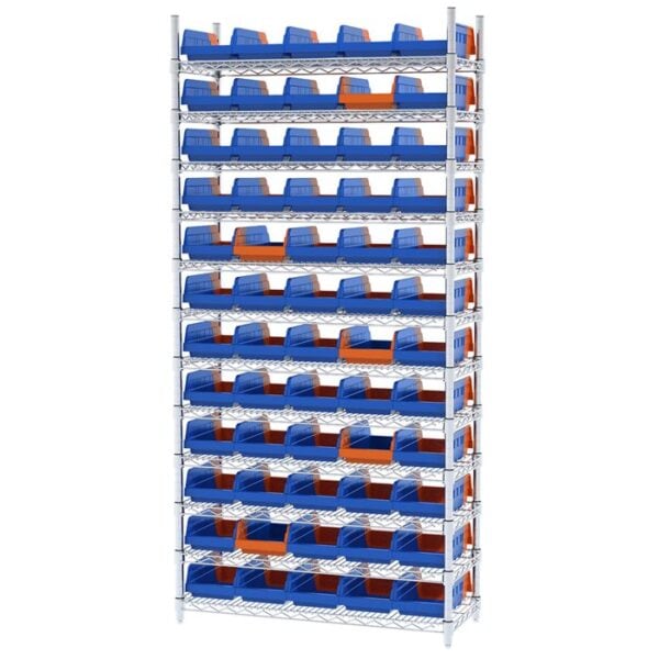 Wire Shelving, 12 Shelves w/ 60 Indicator Bins - AWS143636462