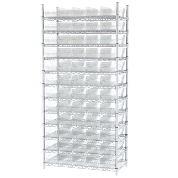 Wire Shelving, 12 Shelves w/ 60 Shelf Bins - AWS183630138