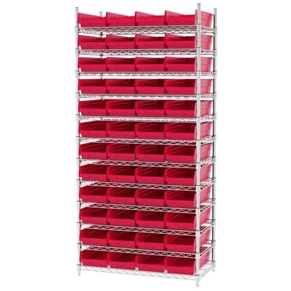 Wire Shelving, 12 Shelves w/ 48 Shelf Bins - AWS183630158