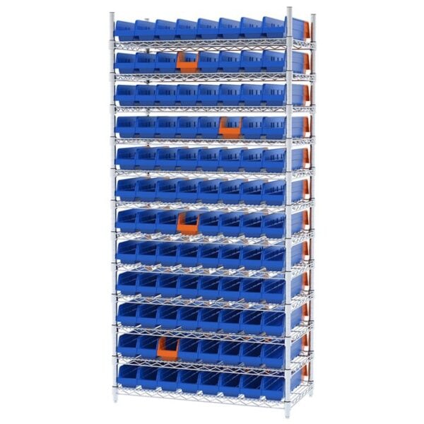 Wire Shelving, 12 Shelves w/ 96 Indicator Bins - AWS183636448