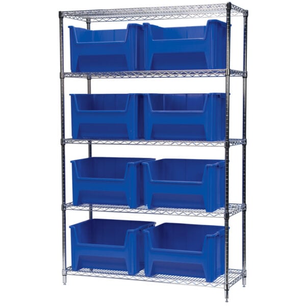 Wire Shelving, 5 Shelves w/ 9 Stak-N-Store Bins - AWS184813017 - Image 2