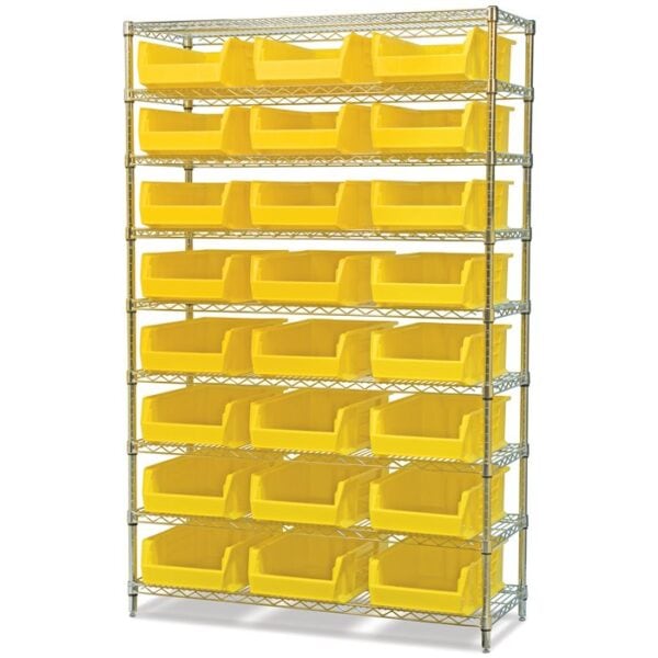 Wire Shelving, 9 Shelves w/ 24 Super-Size AkroBins - AWS184830280