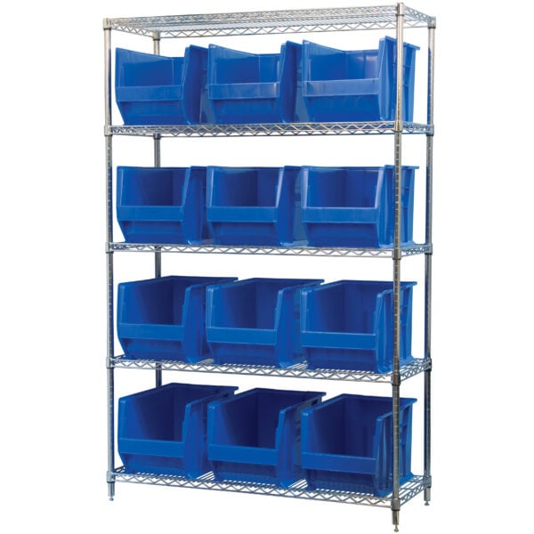 Wire Shelving, 5 Shelves w/ 12 Super-Size AkroBins - AWS184830282 - Image 2