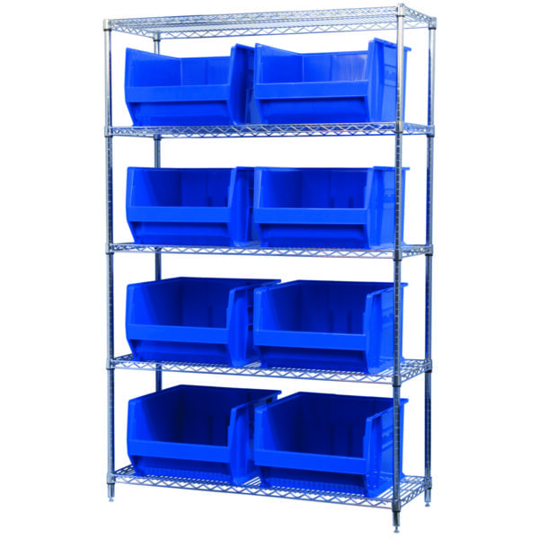 Wire Shelving, 5 Shelves w/ 8 Super-Size AkroBins - AWS184830283 - Image 2