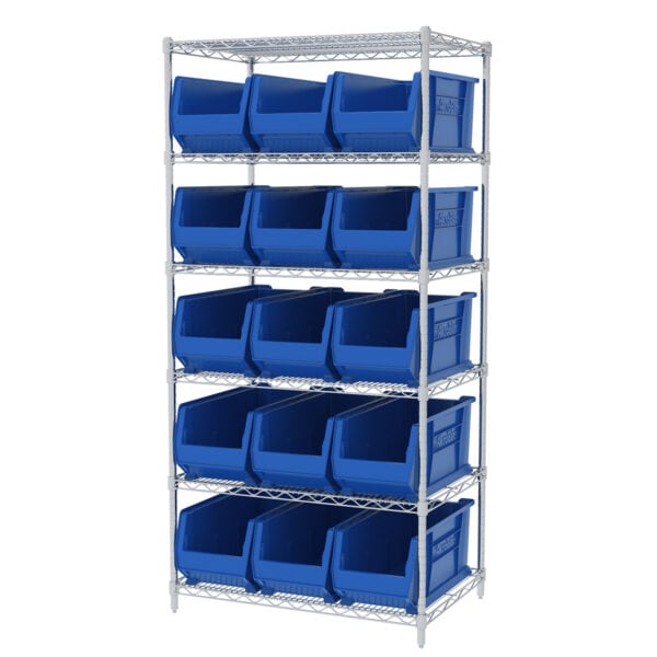 Wire Shelving, 6 Shelves w/ 16 Super-Size AkroBins - AWS24360287 - Image 2