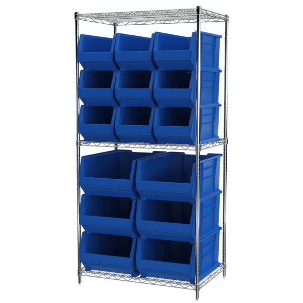 Wire Shelving, 3 Shelves w/ 18 Super-Size AkroBins - AWS24360SAB - Image 2