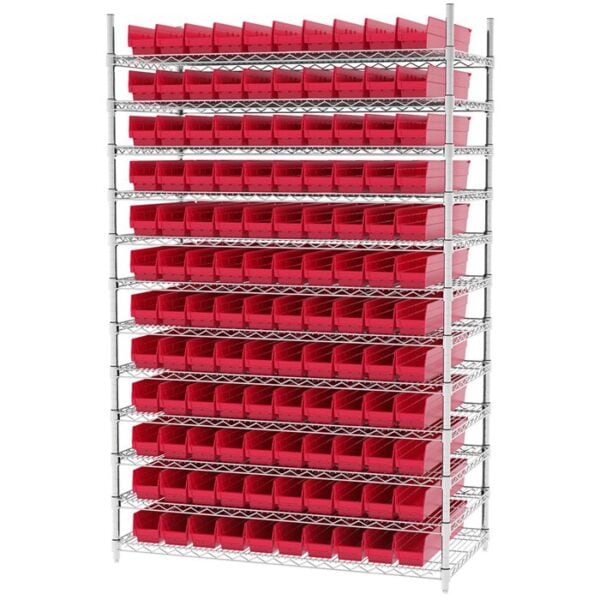 Wire Shelving, 12 Shelves w/ 120 Shelf Bins - AWS244830124