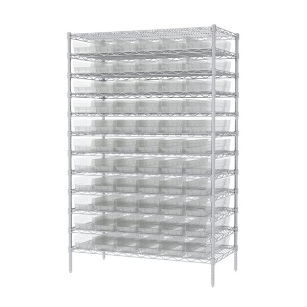 Wire Shelving, 12 Shelves w/ 66 Shelf Bins - AWS244830164