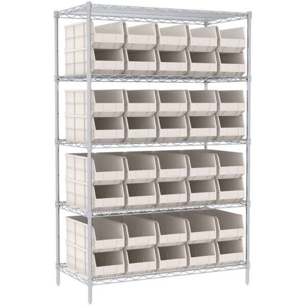 Wire Shelving, 5 Shelving w/42 1800 Series Bins - AWS244830348BE